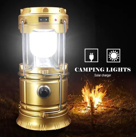 LED Solar Camping Lantern - Collapsible USB Rechargeable with Dual Power