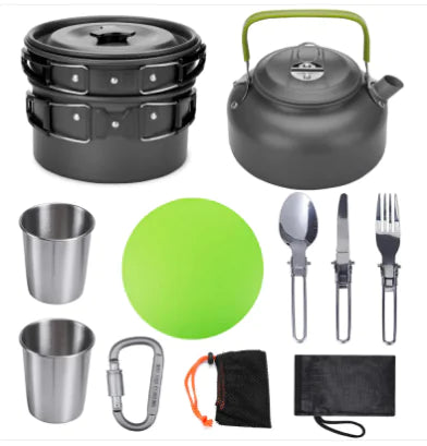 Compact Camping Cookware Set - Lightweight Travel Tableware & Utensils