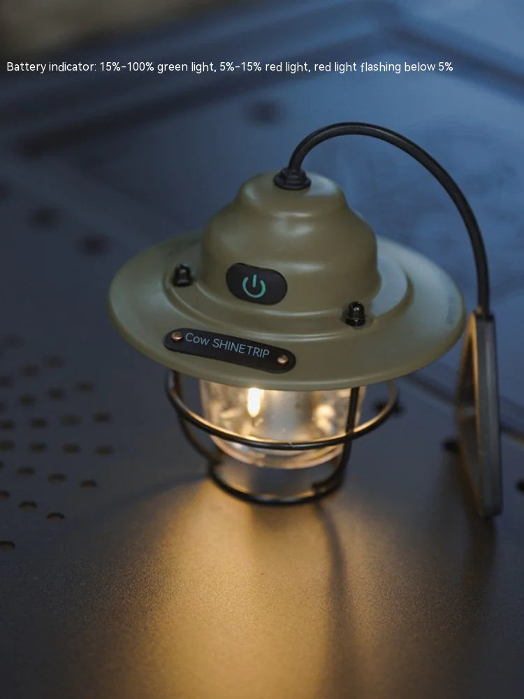 Pine Cone Design Camping Lantern - Rechargeable LED with USB Charging