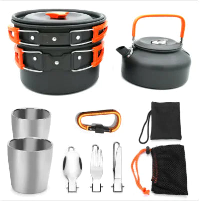 Compact Camping Cookware Set - Lightweight Travel Tableware & Utensils