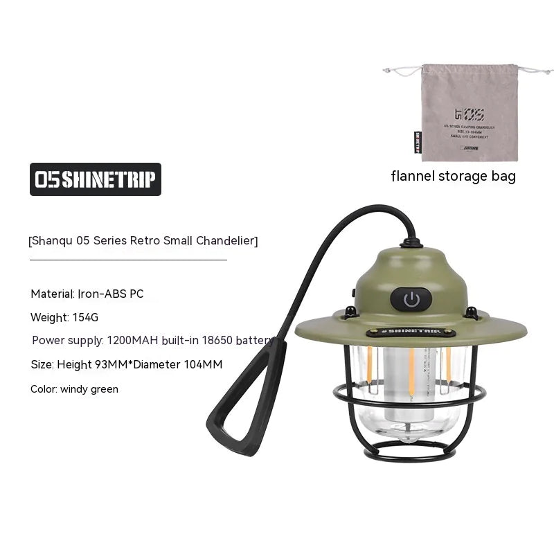 Pine Cone Design Camping Lantern - Rechargeable LED with USB Charging