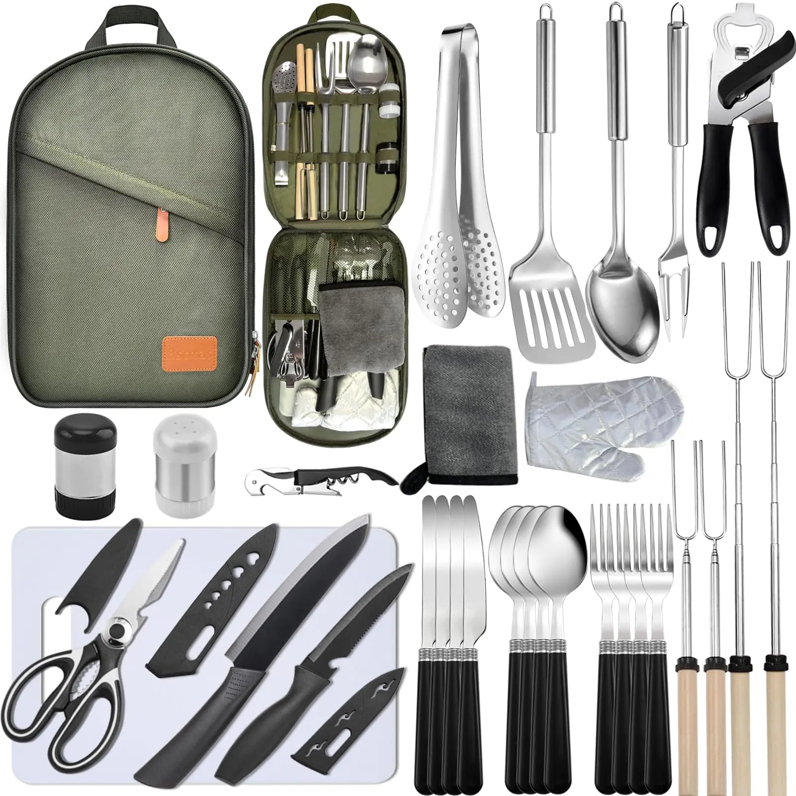 31-Piece Camping Cooking Set - Complete Outdoor Kitchen Utensils for RV, Tent & BBQ