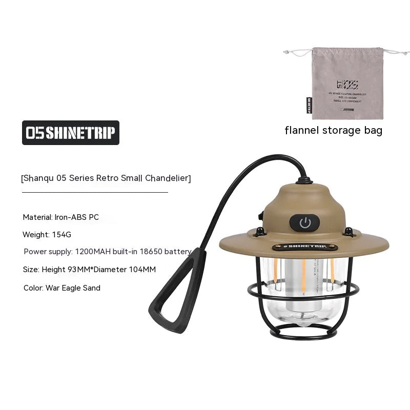 Pine Cone Design Camping Lantern - Rechargeable LED with USB Charging