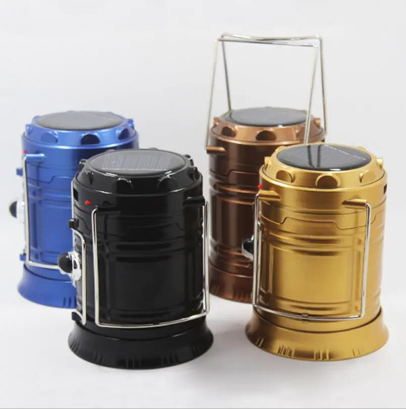 LED Solar Camping Lantern - Collapsible USB Rechargeable with Dual Power