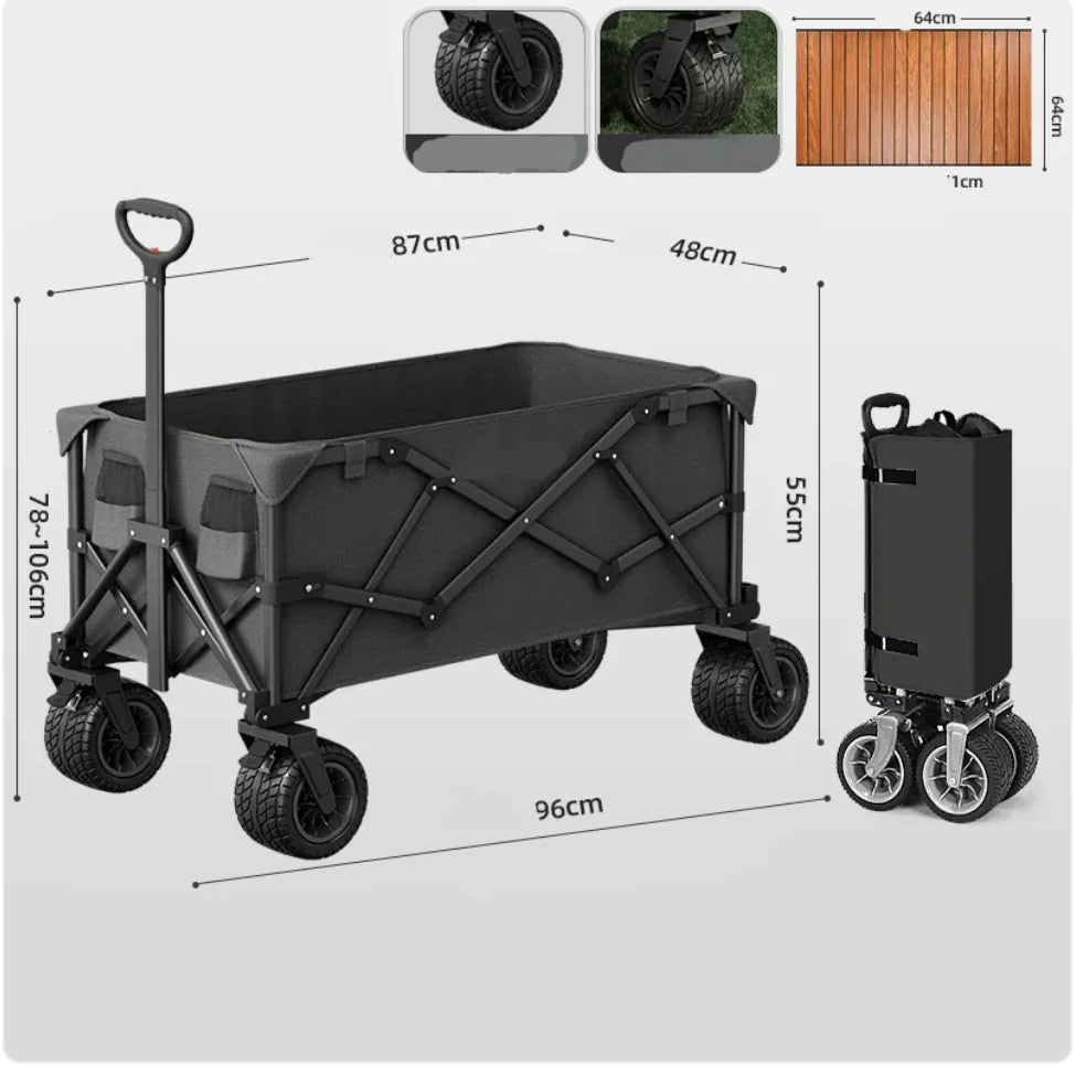 Heavy-Duty Foldable Camping Cart - Portable Outdoor Utility Wagon