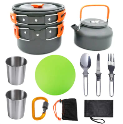 Compact Camping Cookware Set - Lightweight Travel Tableware & Utensils