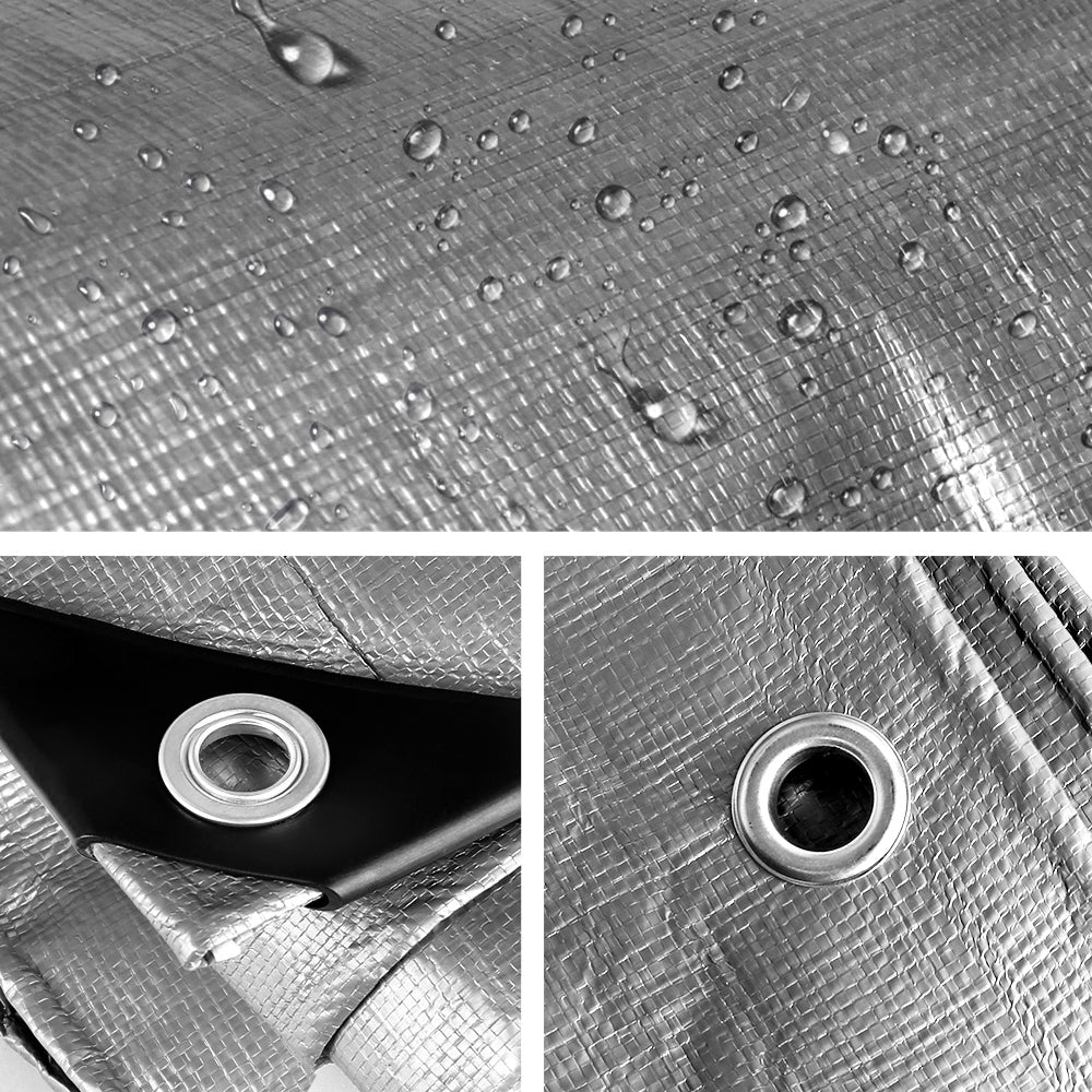 Instahut Heavy-Duty Canvas Tarp 3x3.6m - Waterproof Camping Sun Shelter