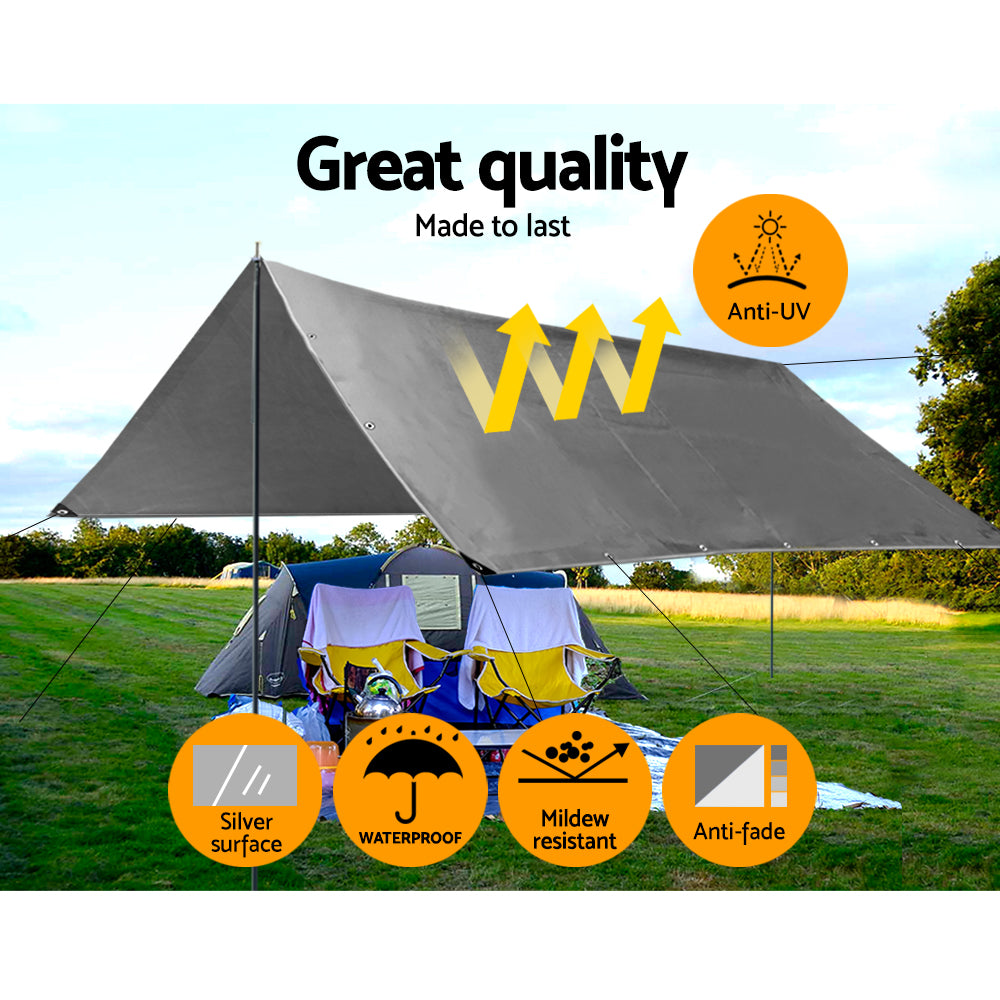 Instahut Heavy-Duty Canvas Tarp 3x3.6m - Waterproof Camping Sun Shelter