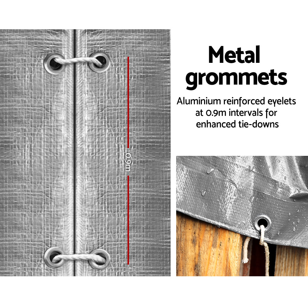 Instahut Heavy-Duty Canvas Tarp 3x3.6m - Waterproof Camping Sun Shelter