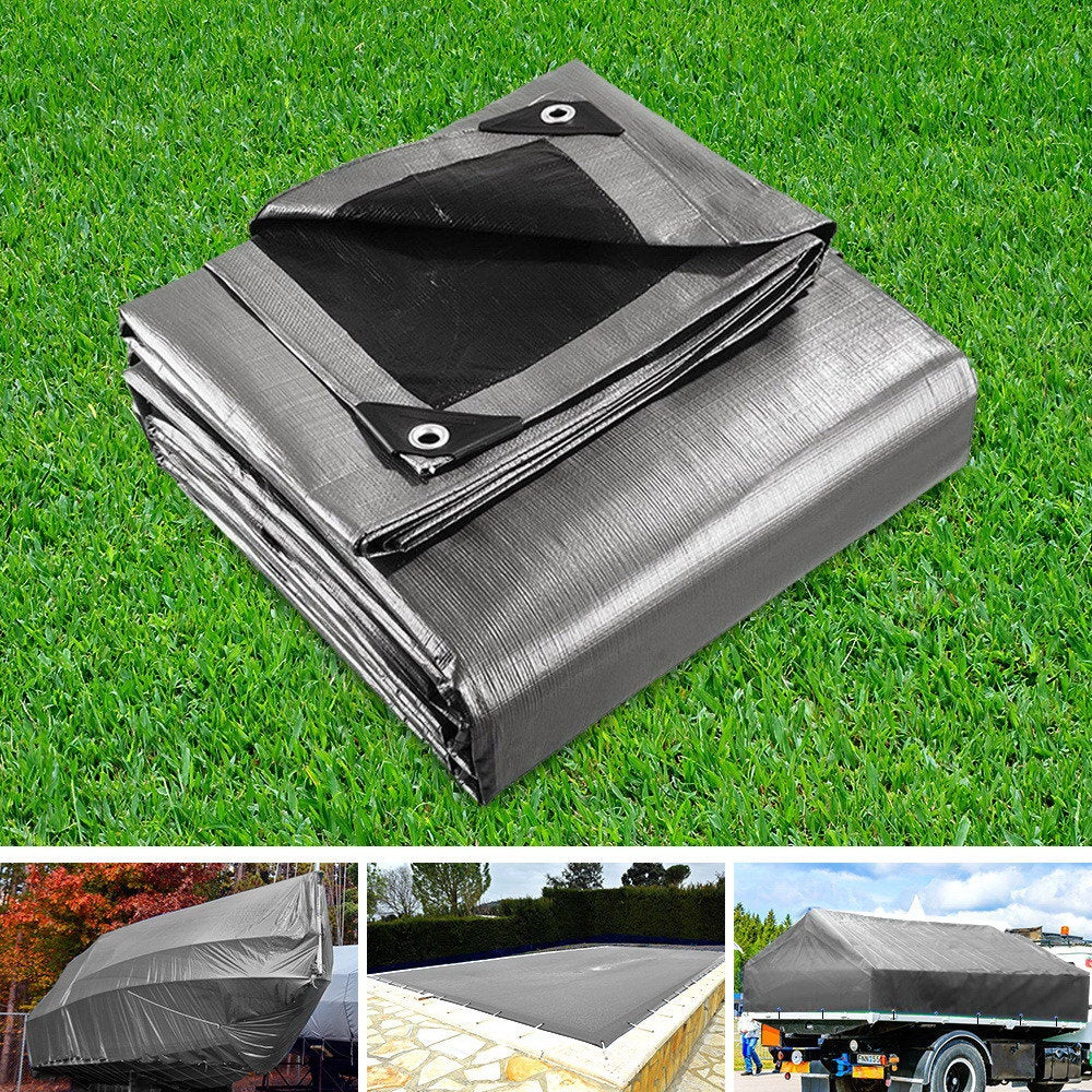 Instahut Heavy-Duty Canvas Tarp 3x3.6m - Waterproof Camping Sun Shelter