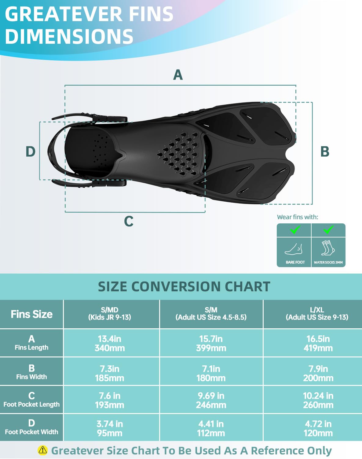 Gray Adjustable Open Heel Snorkel Fins, Travel-Size Short Swim Flippers for Snorkeling, Diving & Swimming, Adult Men & Women（L/XL）