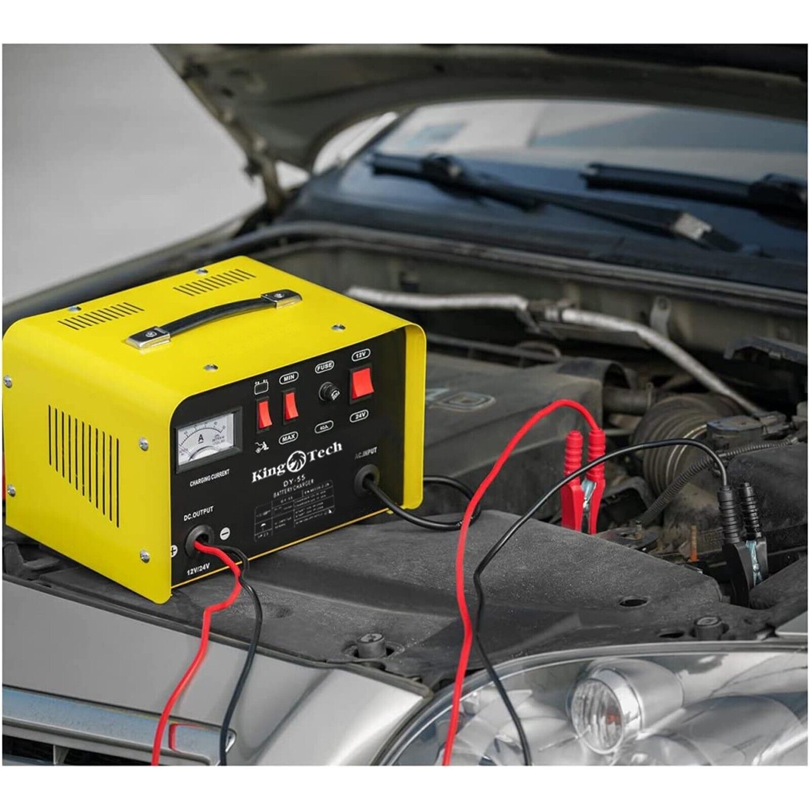 Kingtech 2in1 Battery Charger Jump Starter New Dual Heavy Duty Car Charger 40Amp