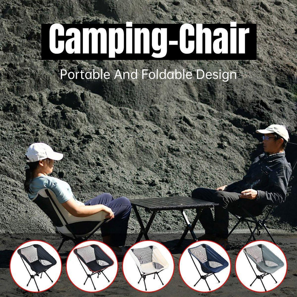 Outdoor Portable Lightweight Folding Camping Chair High Back Fishing Chair - Black