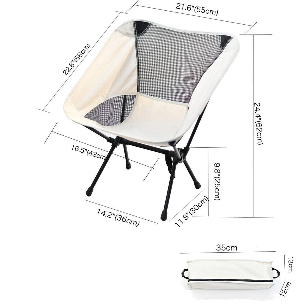 Outdoor Portable Lightweight Folding Camping Chair High Back Fishing Chair - Black