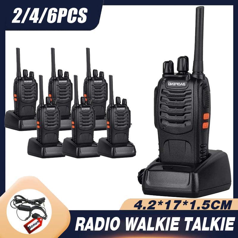 2-6X Bf-88E Two Way Radio Walkie Talkie Uhf 400-470Mhz Handheld and Earbuds - 2 PCS