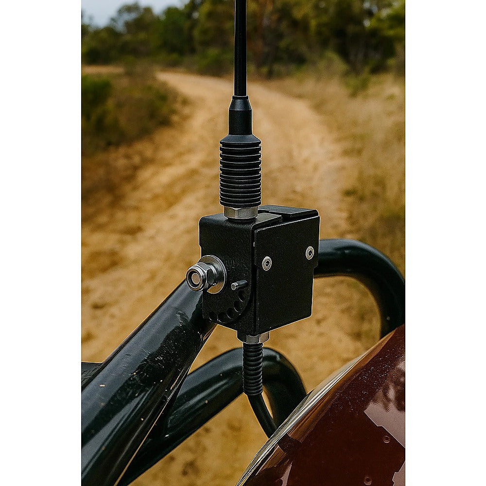 Adjustable Folding UHF Antennas Mount Bracket – Black Bullbar Clamp