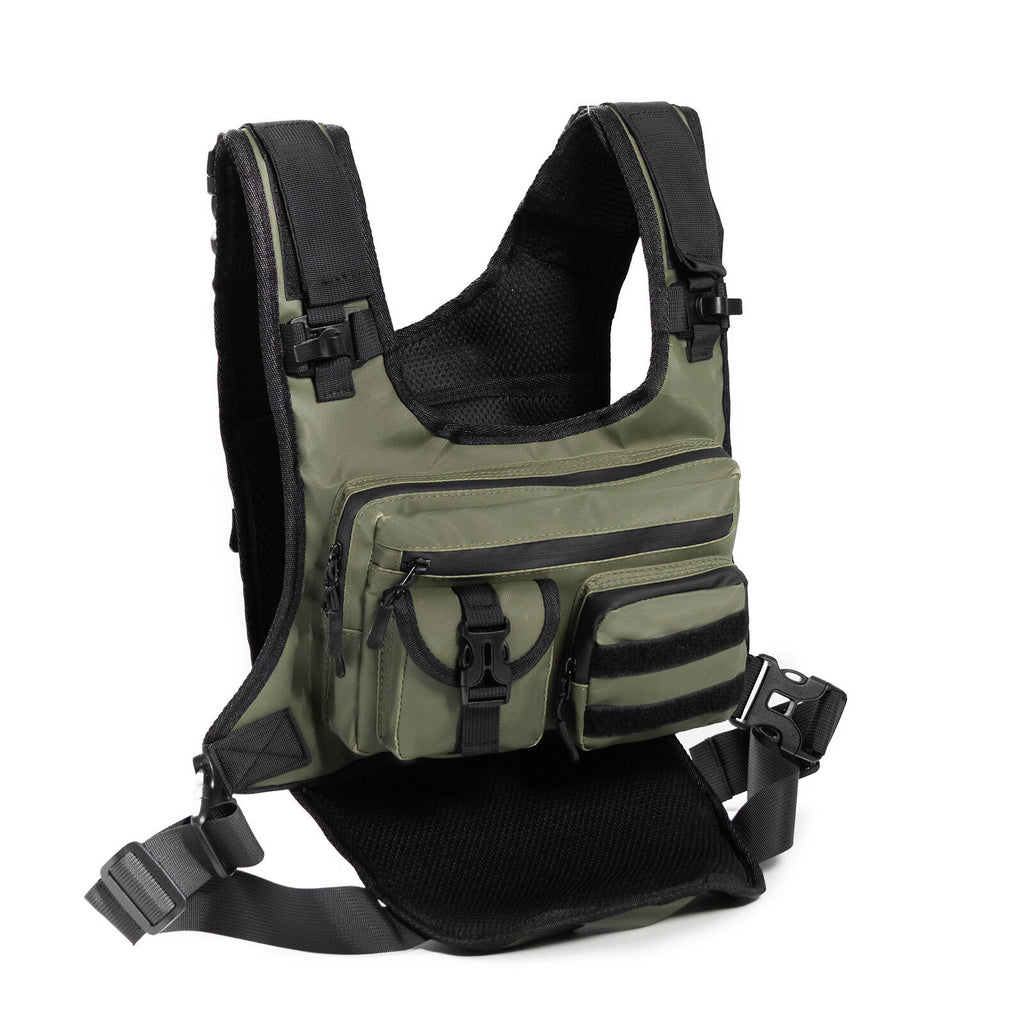 Green Outdoor Tactical Chest Bag - CS Running Hydration Sports Chest Pack for Men (0.572kg, 30x30x6 cm)