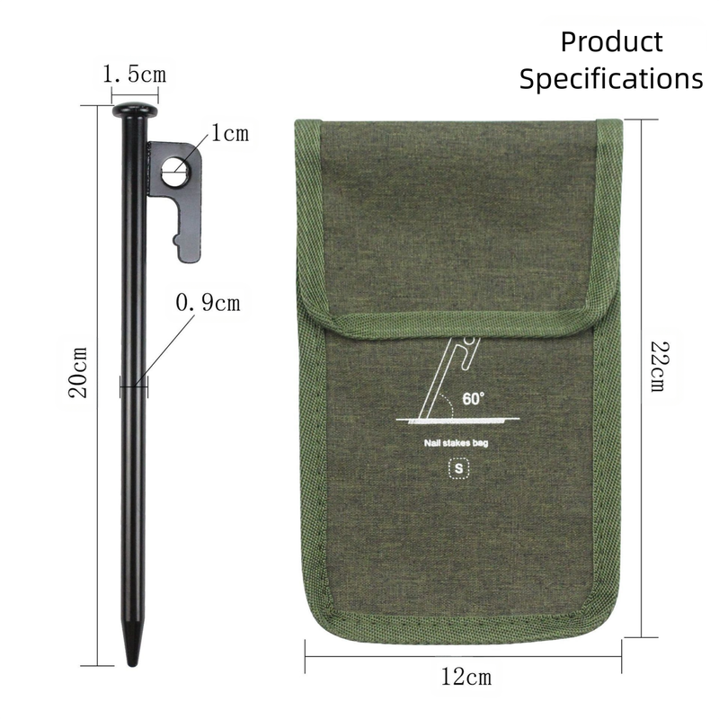 2pc Heavy-Duty 20cm Tent Stakes Kit (8 Pegs/pc) with Carry Bag