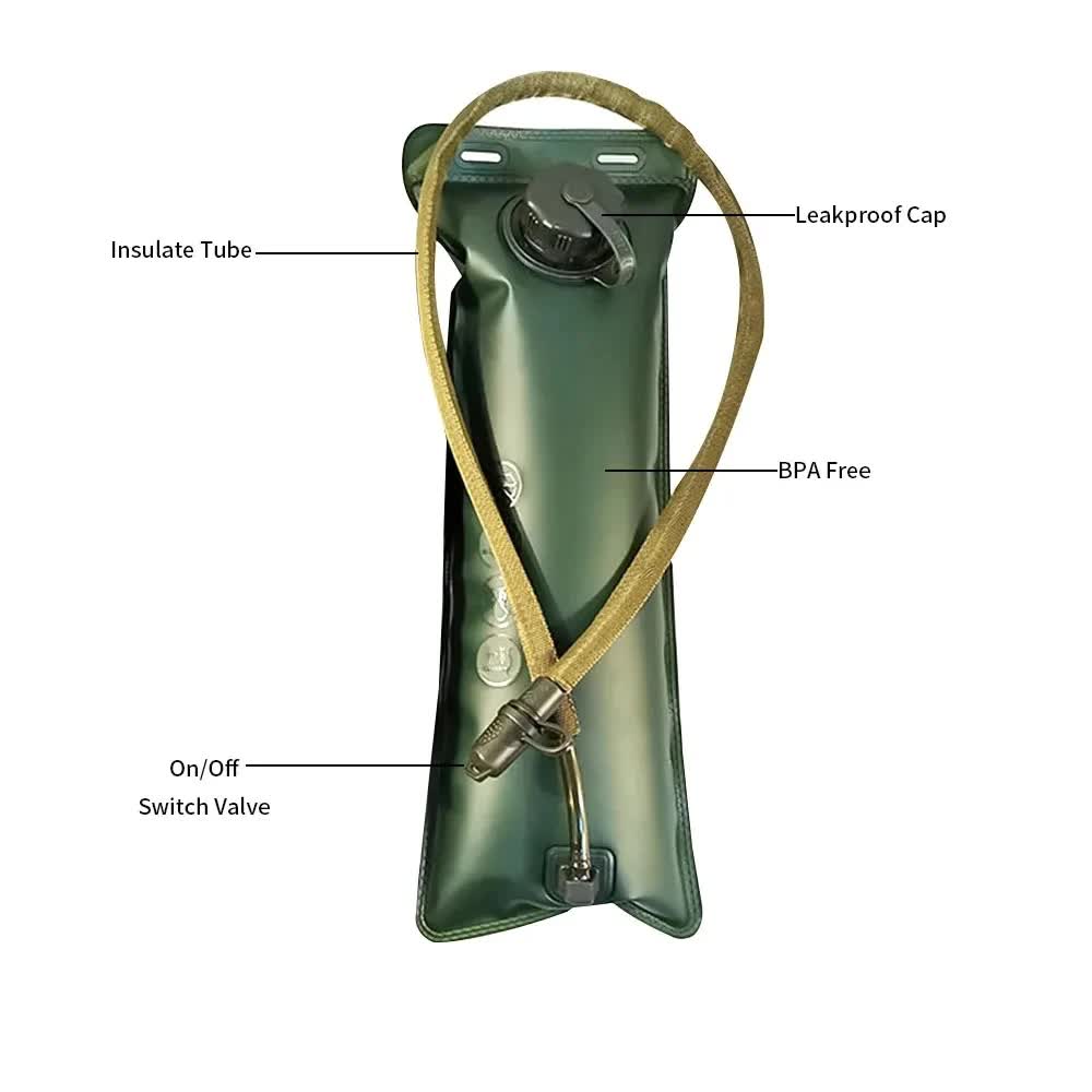 Outdoor Black 3L Hydration Bladder for Running & Cycling - Eco-Friendly PEVA Material Water Reservoir Pack Insert with Bite Valve & 93CM Water Pipe