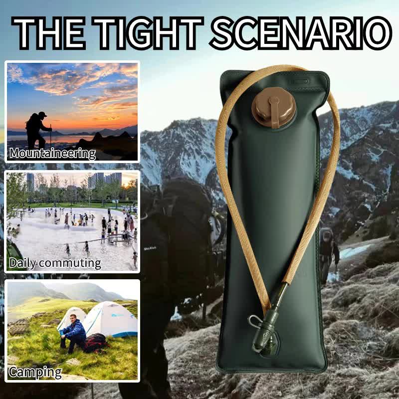 Outdoor Khaki 2L Hydration Bladder for Running & Cycling - Eco-Friendly PEVA Material Water Reservoir Pack Insert with Bite Valve & 93CM Water Pipe