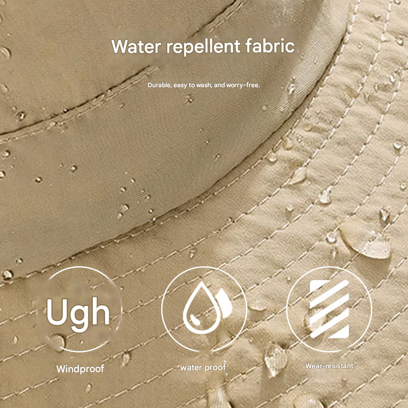 Khaki Quick-Dry Sun Protection Bucket Hat for Men - Breathable Outdoor Hiking & Fishing Cap with Wide Brim