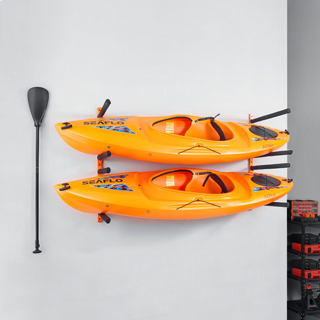 VEVOR Wall Kayak Storage Rack, 4-Capacity Wall Mounted Kayak Holders for Kayak Canoe Paddle Board, Kayak Storage Hooks with Adjustable Padded Arms, 181.6 KG Load Kayak Hanger for Indoor Outdoor Garage