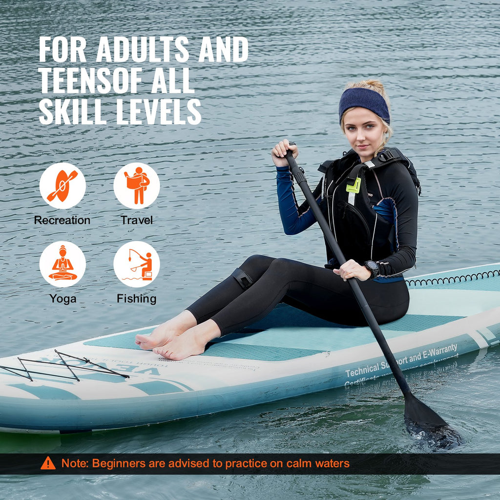 VEVOR Inflatable Stand Up Paddle Board, 152 mm Wide SUP Paddleboard, with Board Accessories, Pump, Paddle, Fin, Phone Bag, Backpack, Ankle Leash, Repair Kit, Non-slip Deck for Youth & Adults