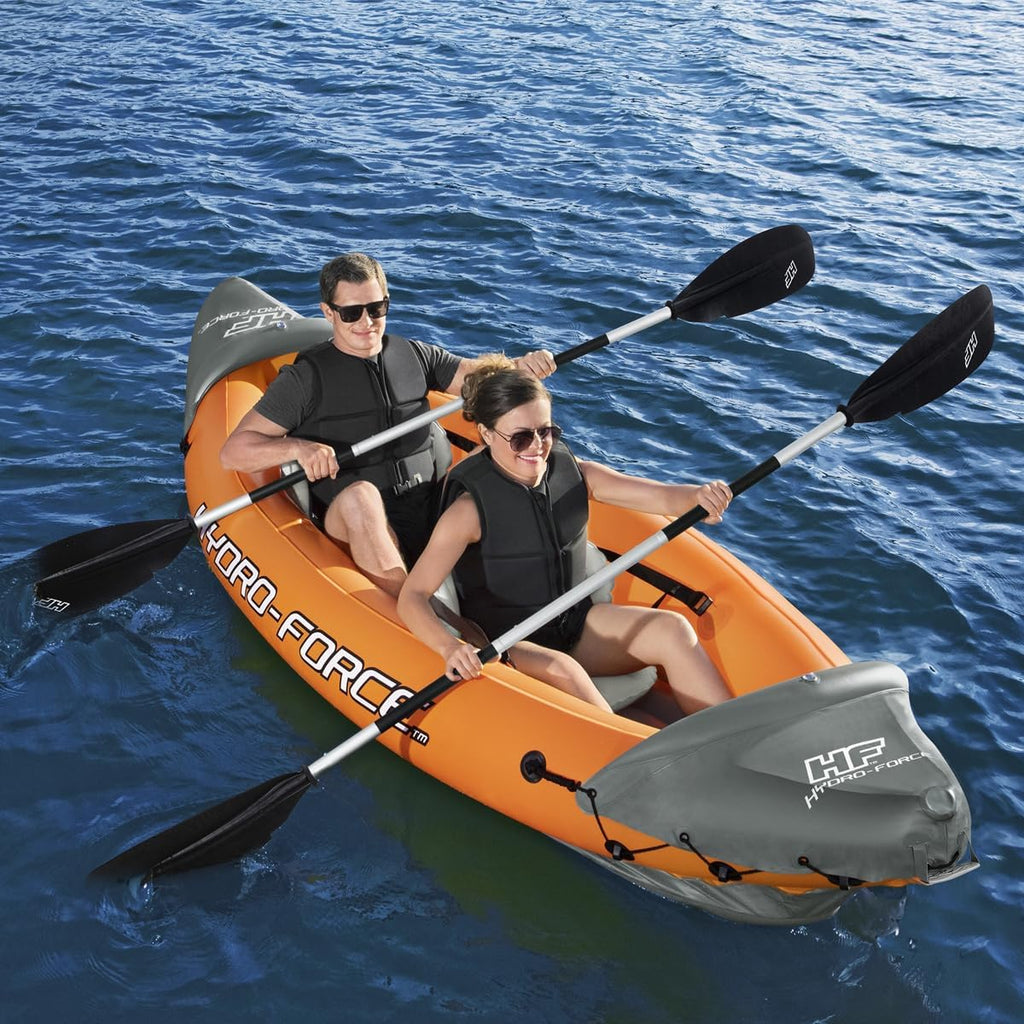 Bestway 3.21m x 1.00m Rapid X2 Kayak for 2 with Hand Pump, Paddles, Seats, Fins and Storage Bag Two Seater