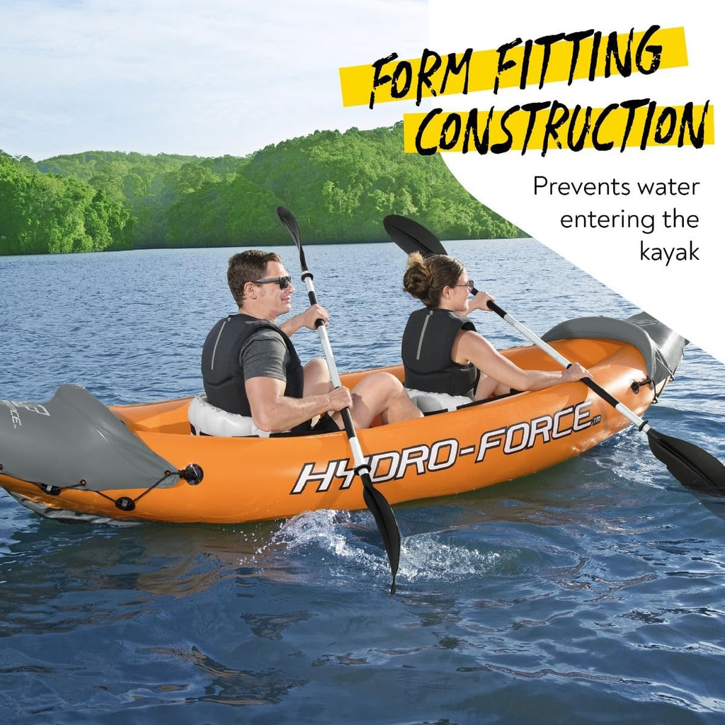 Bestway 3.21m x 1.00m Rapid X2 Kayak for 2 with Hand Pump, Paddles, Seats, Fins and Storage Bag Two Seater