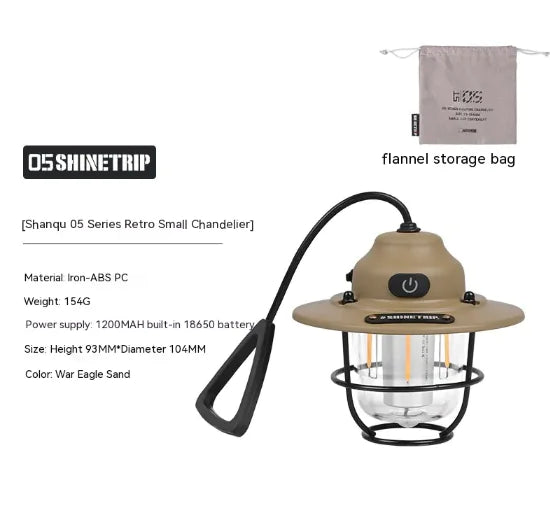 Pine Cone Design Camping Lantern - Rechargeable LED with USB Charging