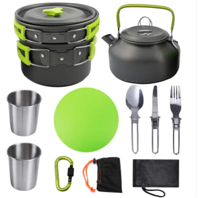 Compact Camping Cookware Set - Lightweight Travel Tableware & Utensils
