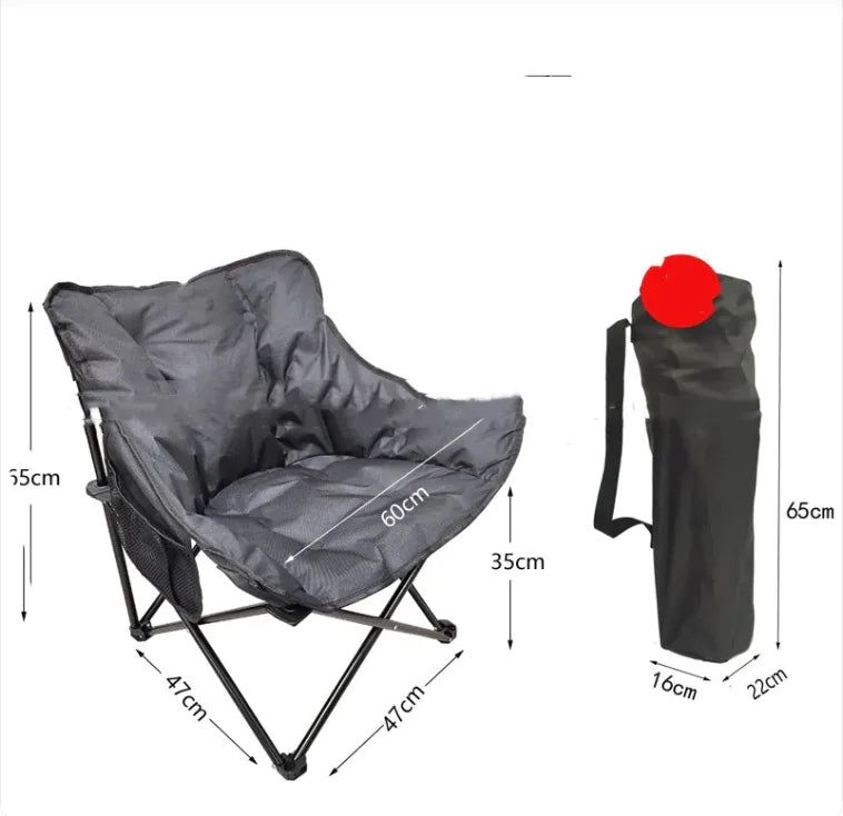 Adjustable Folding Moon Chair - Comfortable Outdoor Camping Chair with Cotton Padding