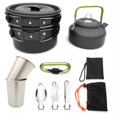 Compact Camping Cookware Set - Lightweight Travel Tableware & Utensils