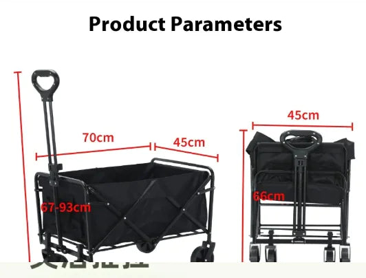 Heavy-Duty Folding Camping Trolley - Portable Outdoor Utility Cart with Wheels