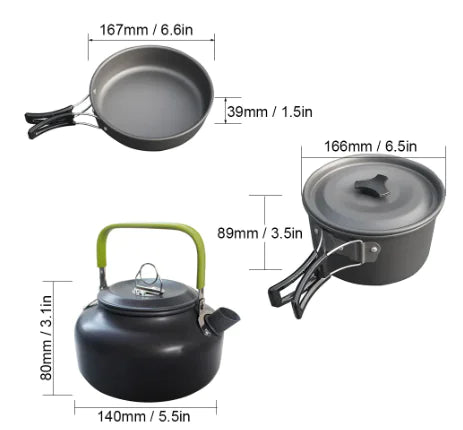 Compact Camping Cookware Set - Lightweight Travel Tableware & Utensils