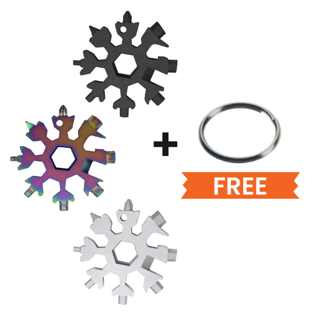 18-in-1 Snowflake Multi-Tool - Portable Stainless Steel Keychain Tool