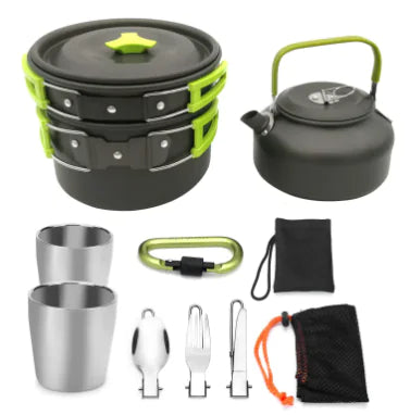 Compact Camping Cookware Set - Lightweight Travel Tableware & Utensils