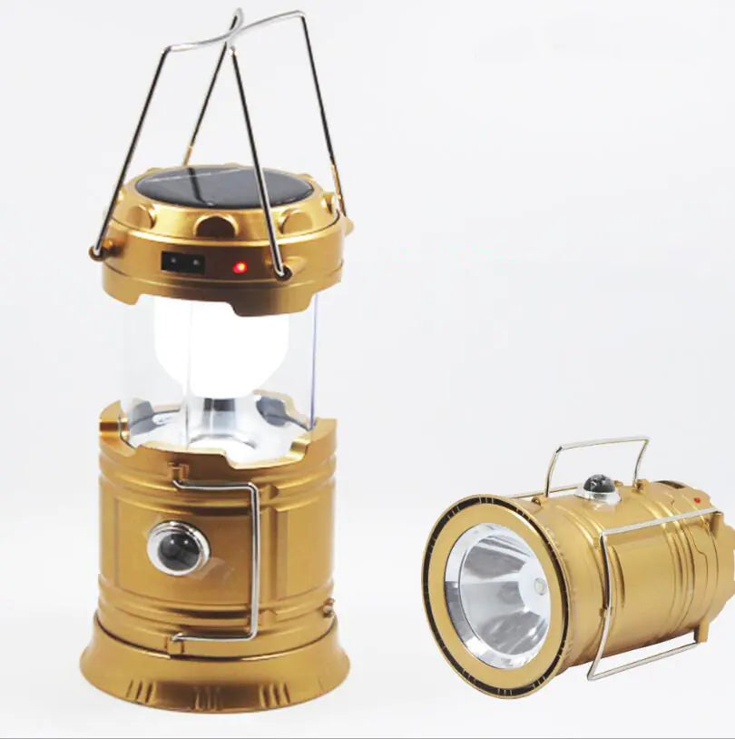 LED Solar Camping Lantern - Collapsible USB Rechargeable with Dual Power